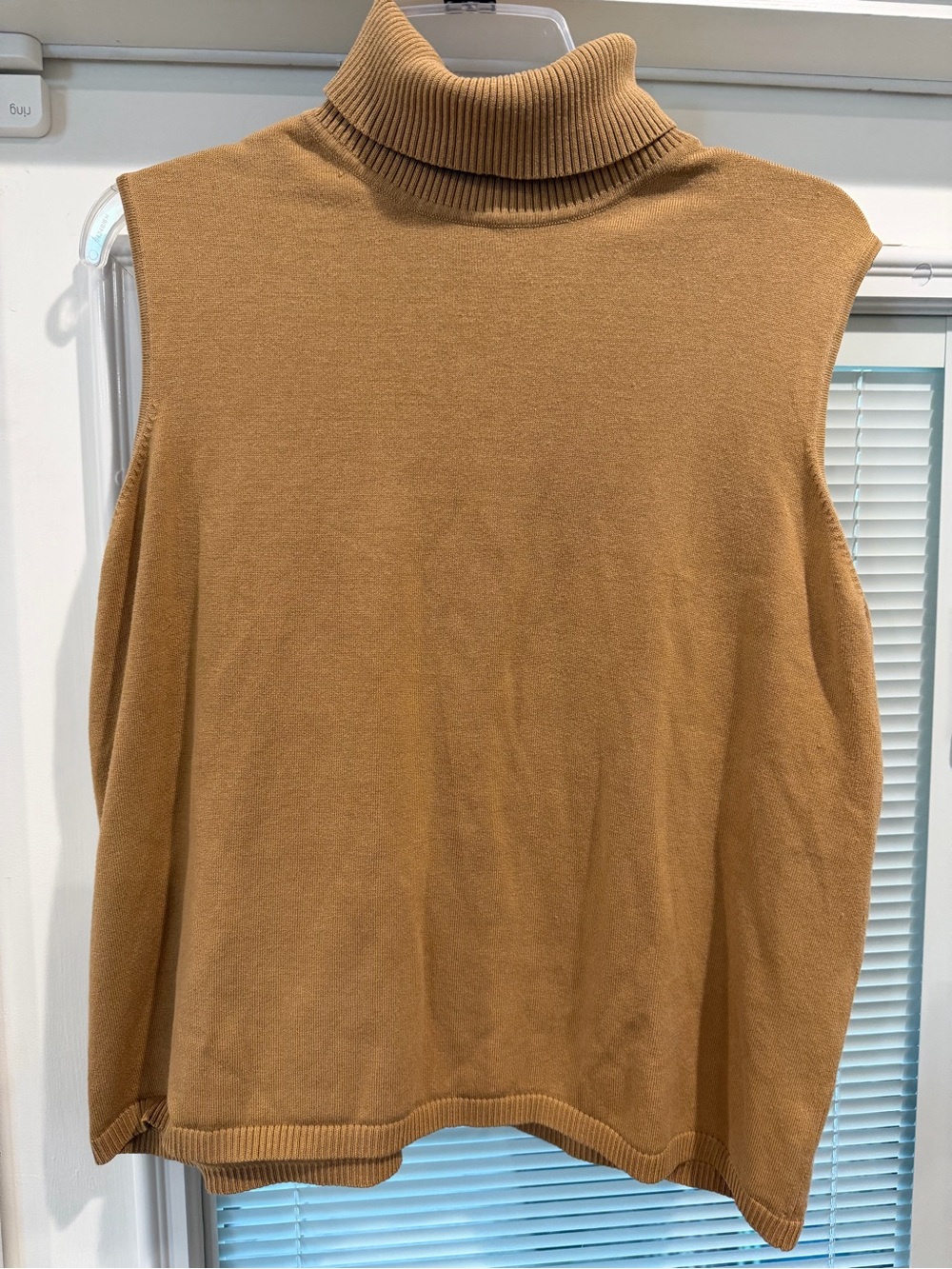 Preston & York Ribbed Sleeveless Turtleneck Vest - Tan